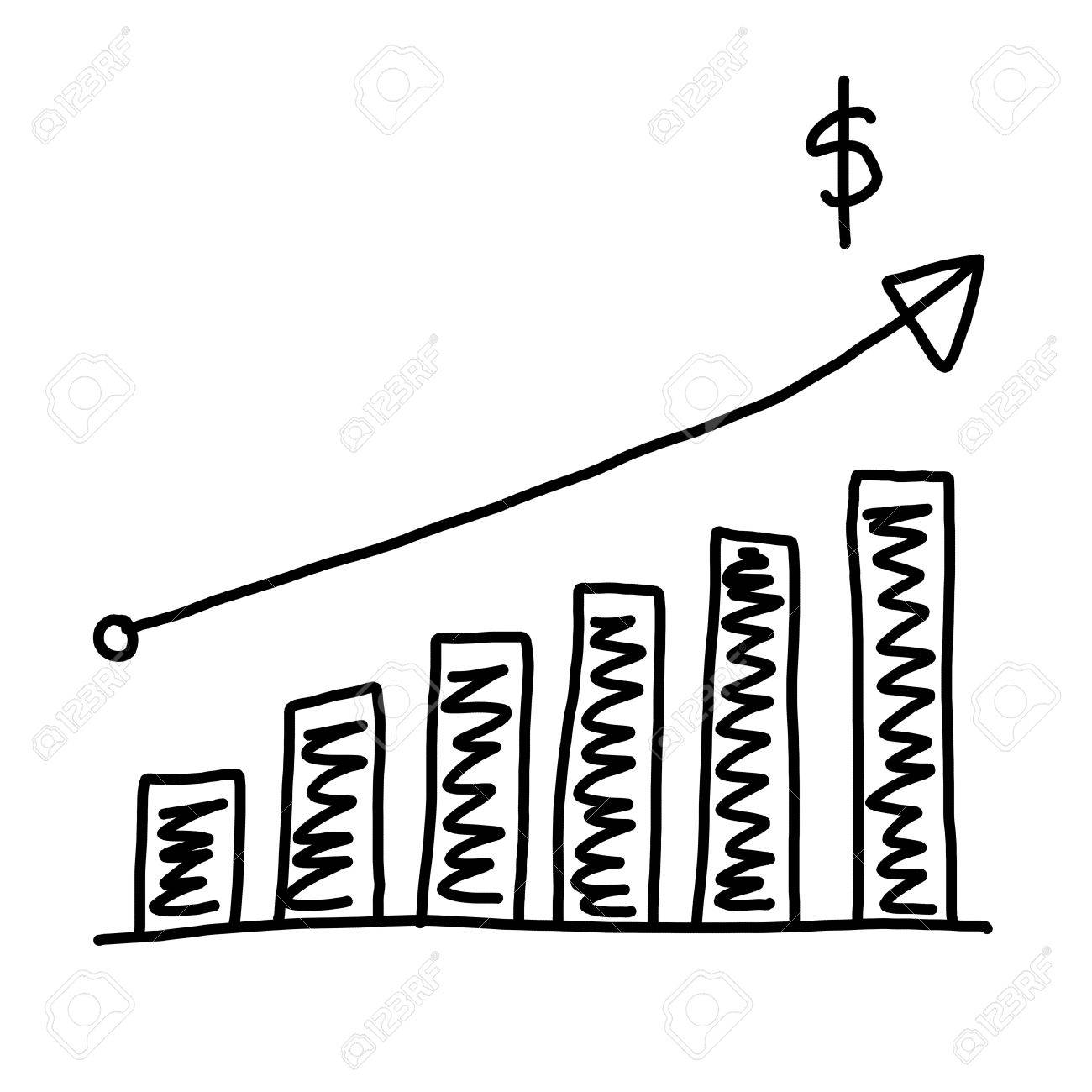 1300x1300 Hand Drawn A Graphics Graph To Top Point Growing Data To Concept