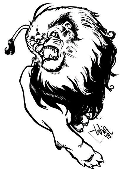 432x589 Roaring Lion Drawing Side View