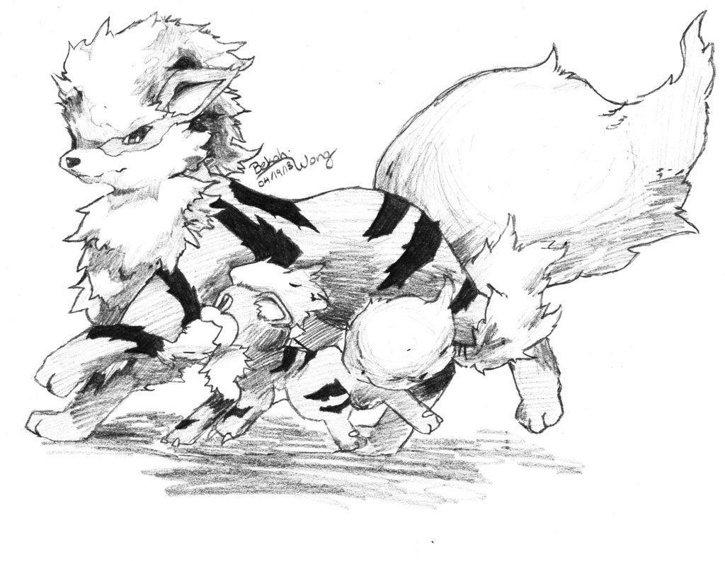 1024x793 Arcanine And Growlithe By Crazyatheartt