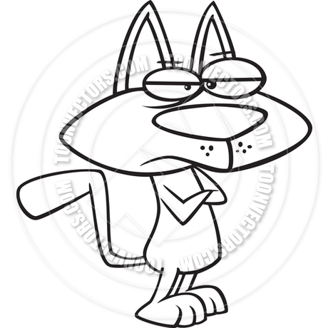 460x460 Cartoon Grumpy Cat Demanding (Black Amp White Line Art) By Ron