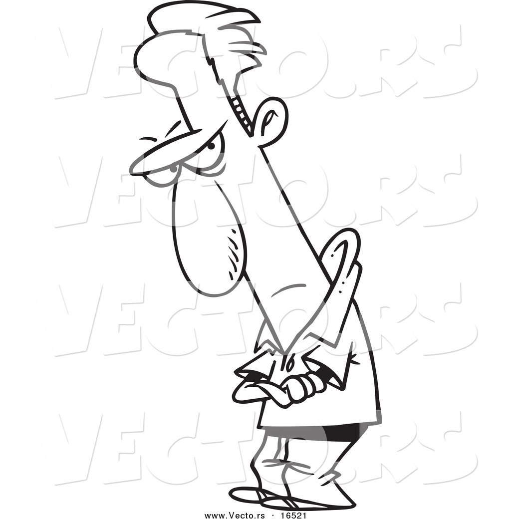 1024x1044 Vector Of A Cartoon Grumpy Man With Folded Arms