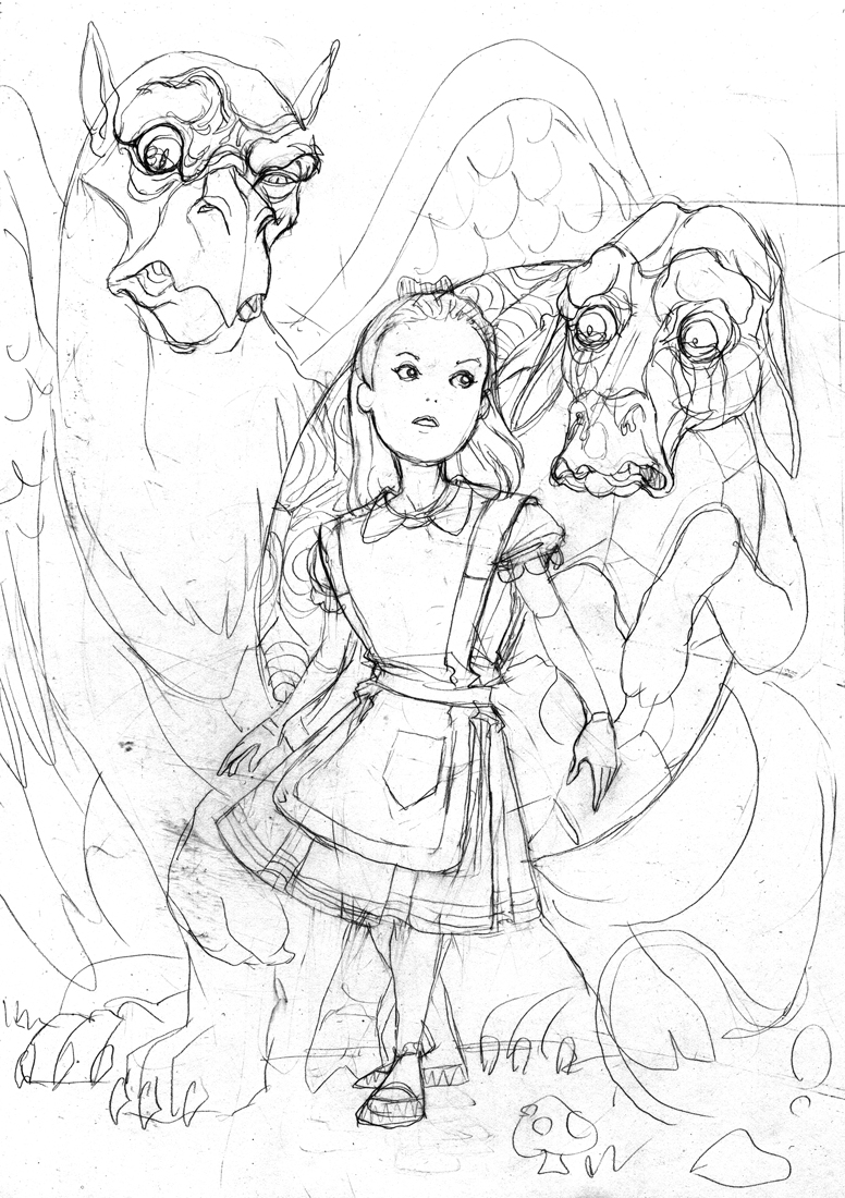 776x1100 Gryphon And The Mock Turtle Black Alice