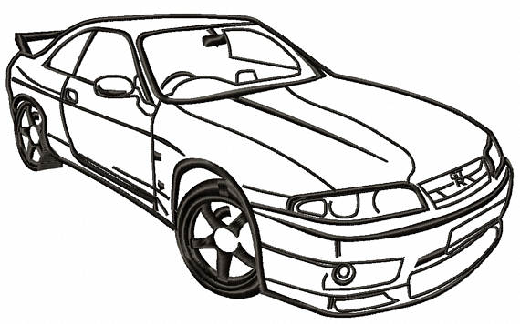 570x356 Nissan Gtr Machine Embroidery Design, Instantly Download