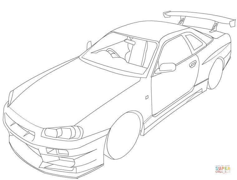 760x576 Nissan Skyline R34 Coloring Page Free Printable Coloring Pages