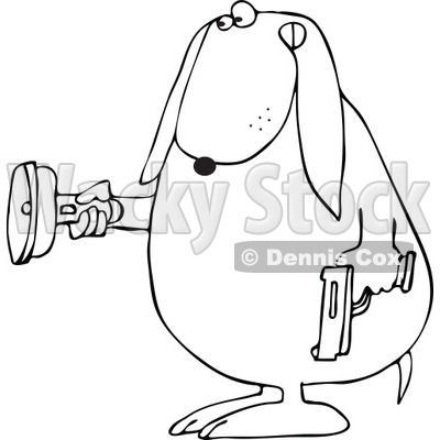 400x400 Of An Outlined Guard Dog Holding A Gun And Flashlight
