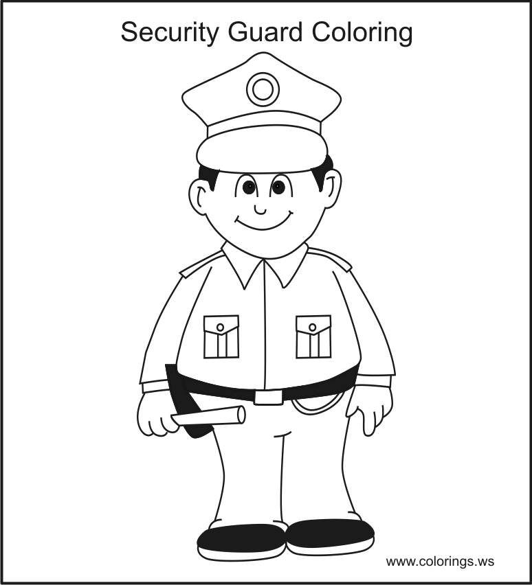 774x852 Security Guard Coloring Pages