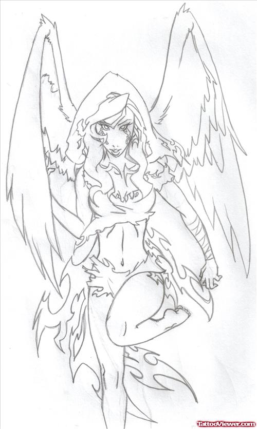 500x836 Outline Gemini Tattoos Designs Tattoo Fallen Angel