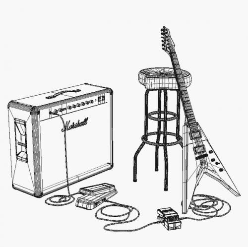 500x498 Guitar Collection Best Of 3d Models