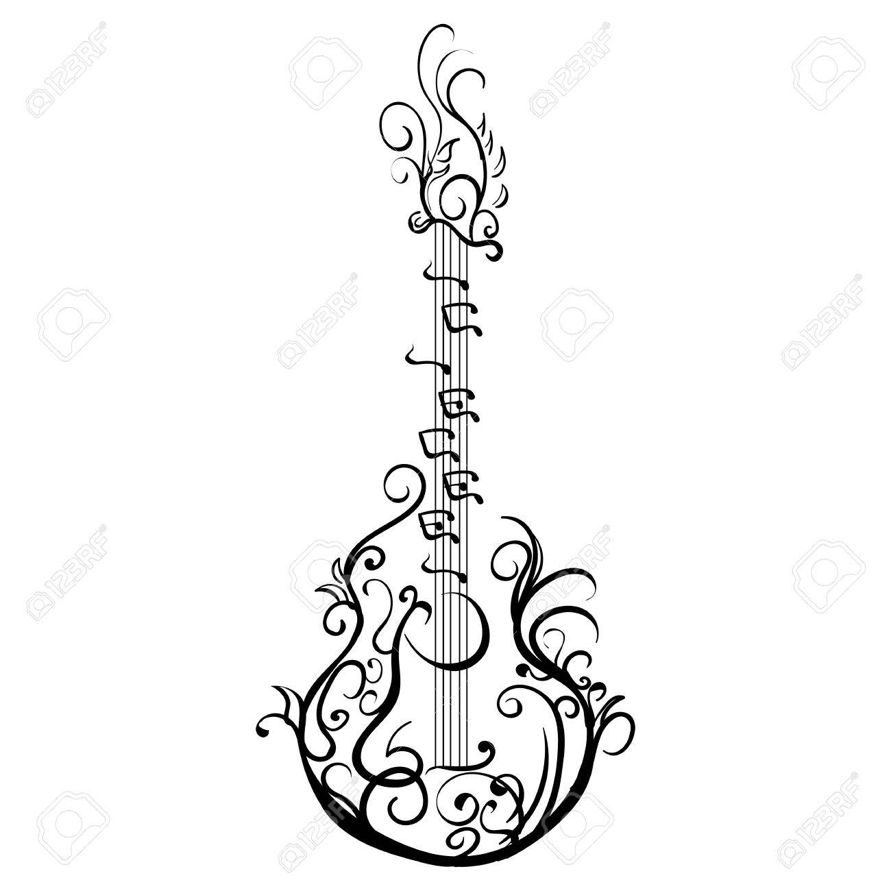1300x1300 Stylized Classical Guitar Royalty Free Cliparts, Vectors,