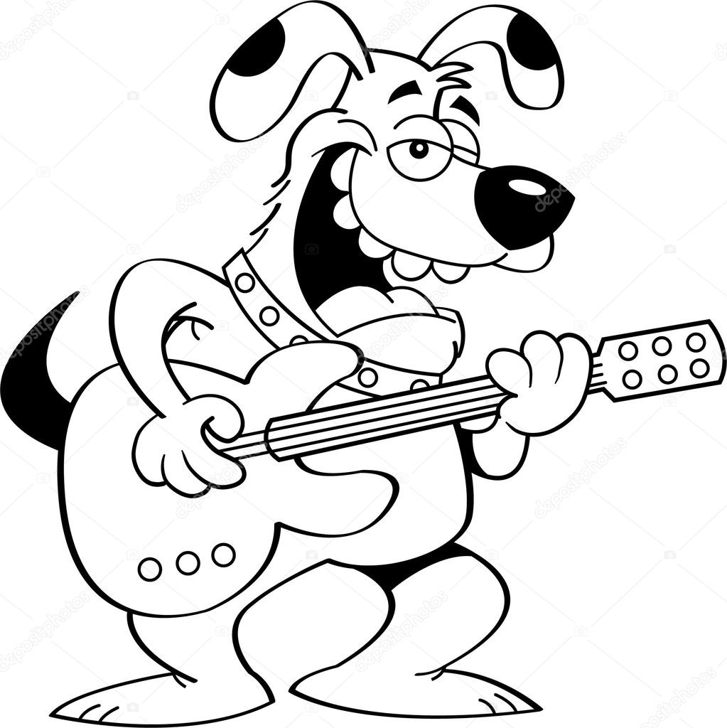 1023x1024 Cartoon Dog Playing A Guitar Stock Vector Kenbenner