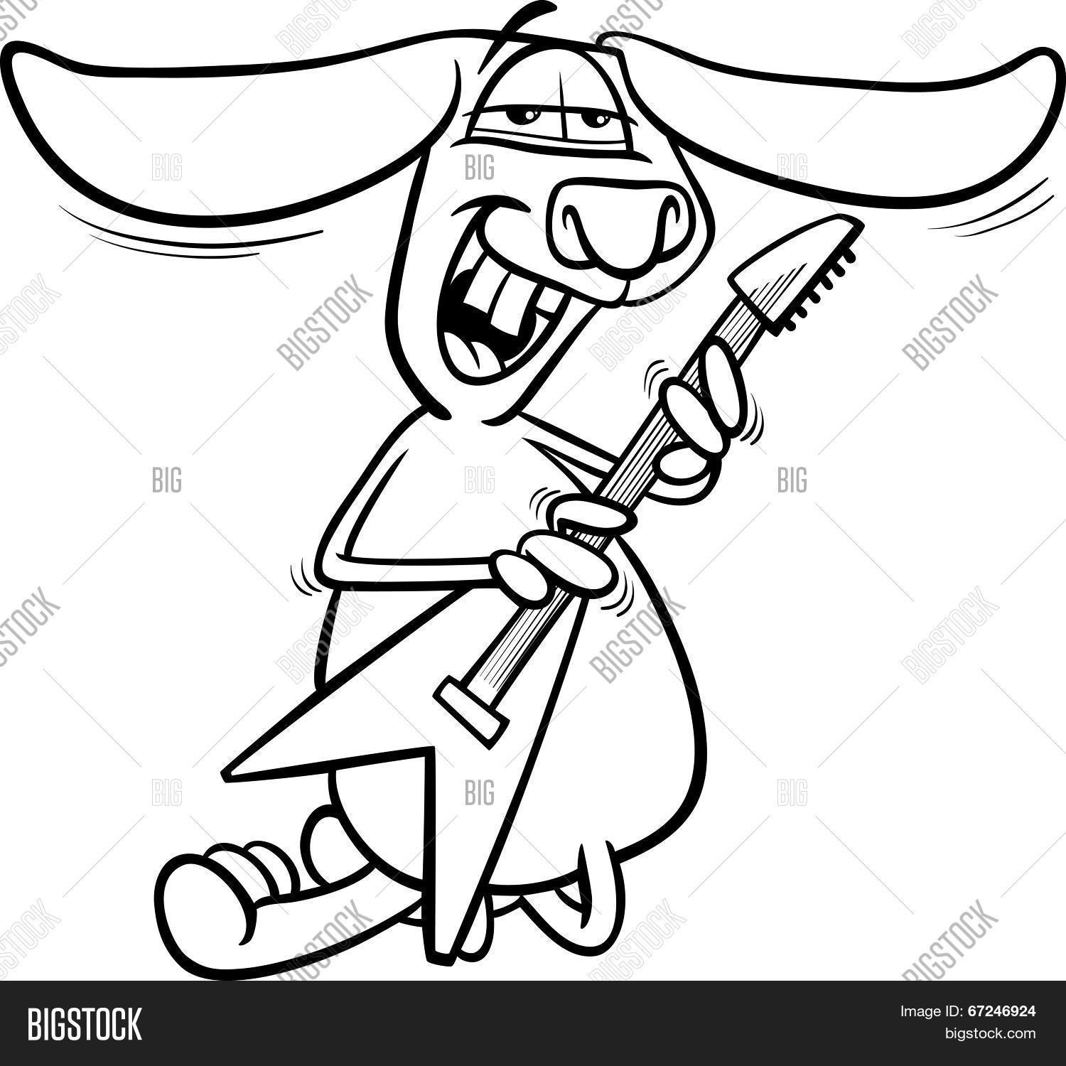 1500x1500 Bunny Guitar Cartoon Coloring Book Vector Amp Photo Bigstock