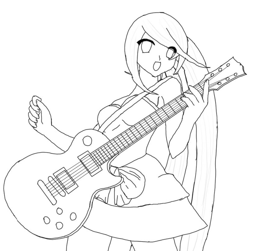 900x806 Girl With Guitar Sketch Wip By Ganoderma