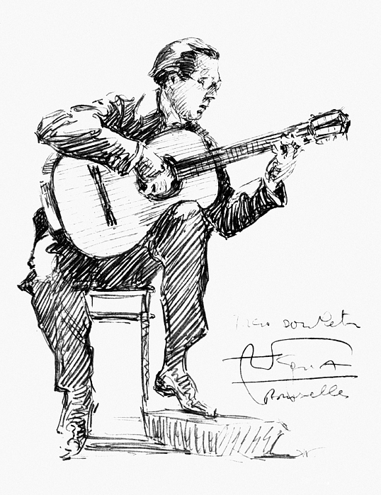 538x699 Man Playing Guitar Drawings Fine Art America