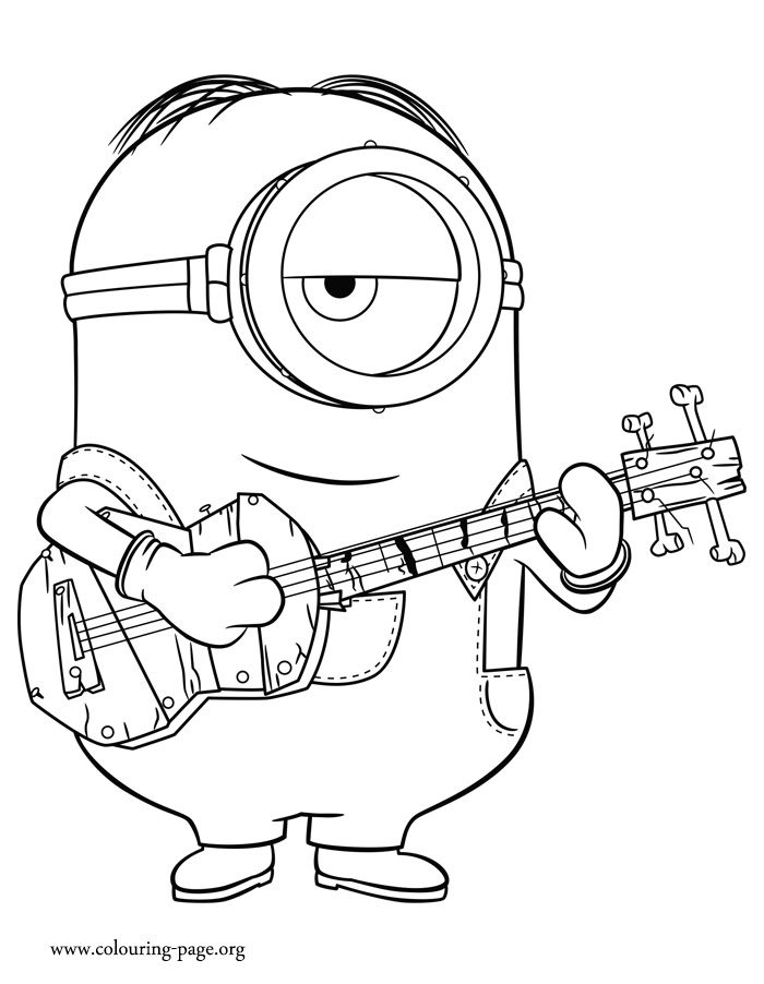 700x902 Stuart Minion Playing Guitar Coloring Pages