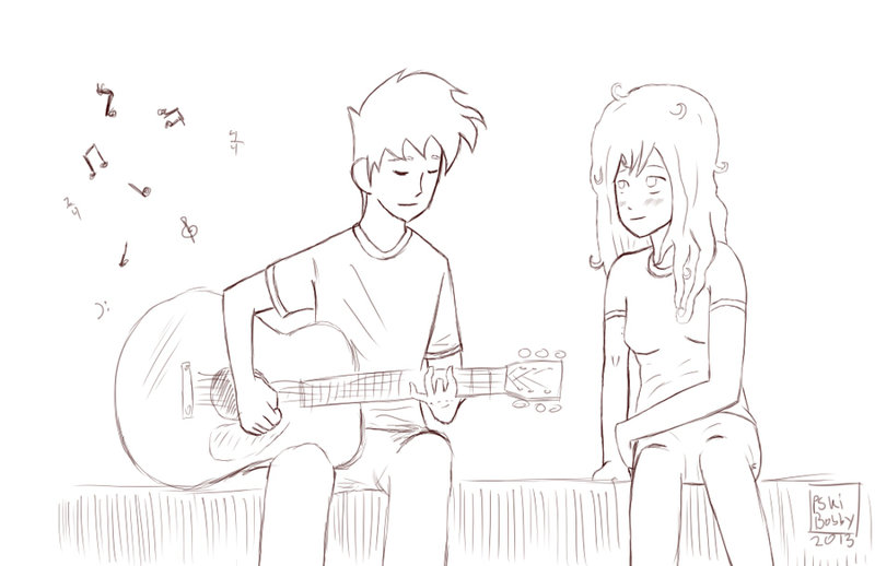 800x518 Guitar (Inked Sketch) By Pskibobby