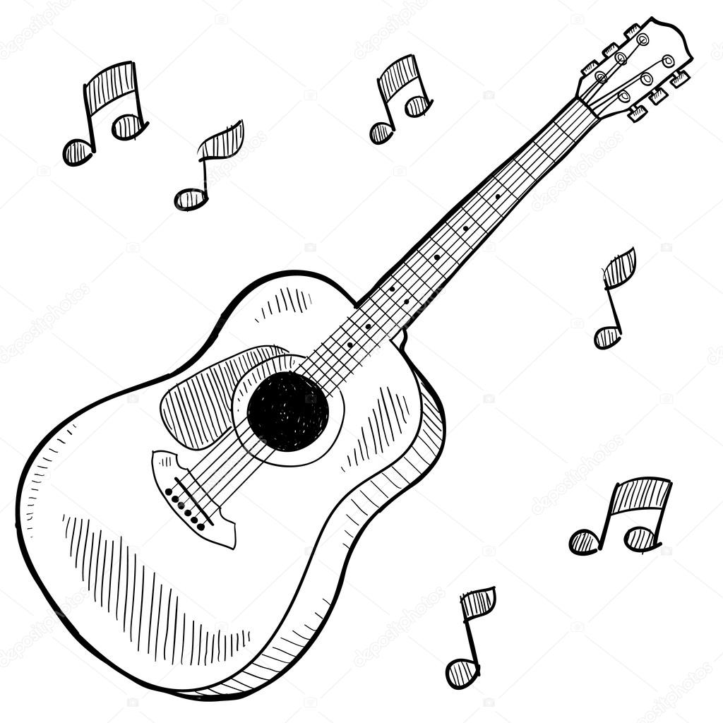 1024x1024 Acoustic Guitar Sketch Stock Vector Lhfgraphics