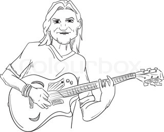 320x257 Sketch Of A Girl Playing On An Acoustic Guitar Stock Vector