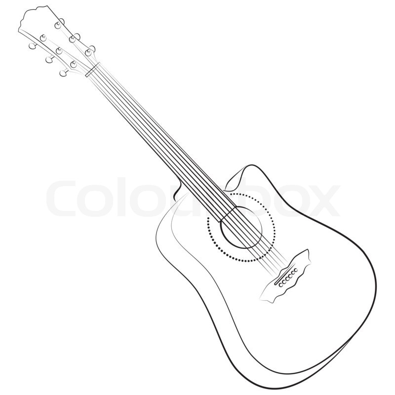 800x800 Acoustic Guitar. Illustration Colorless Stock Photo Colourbox