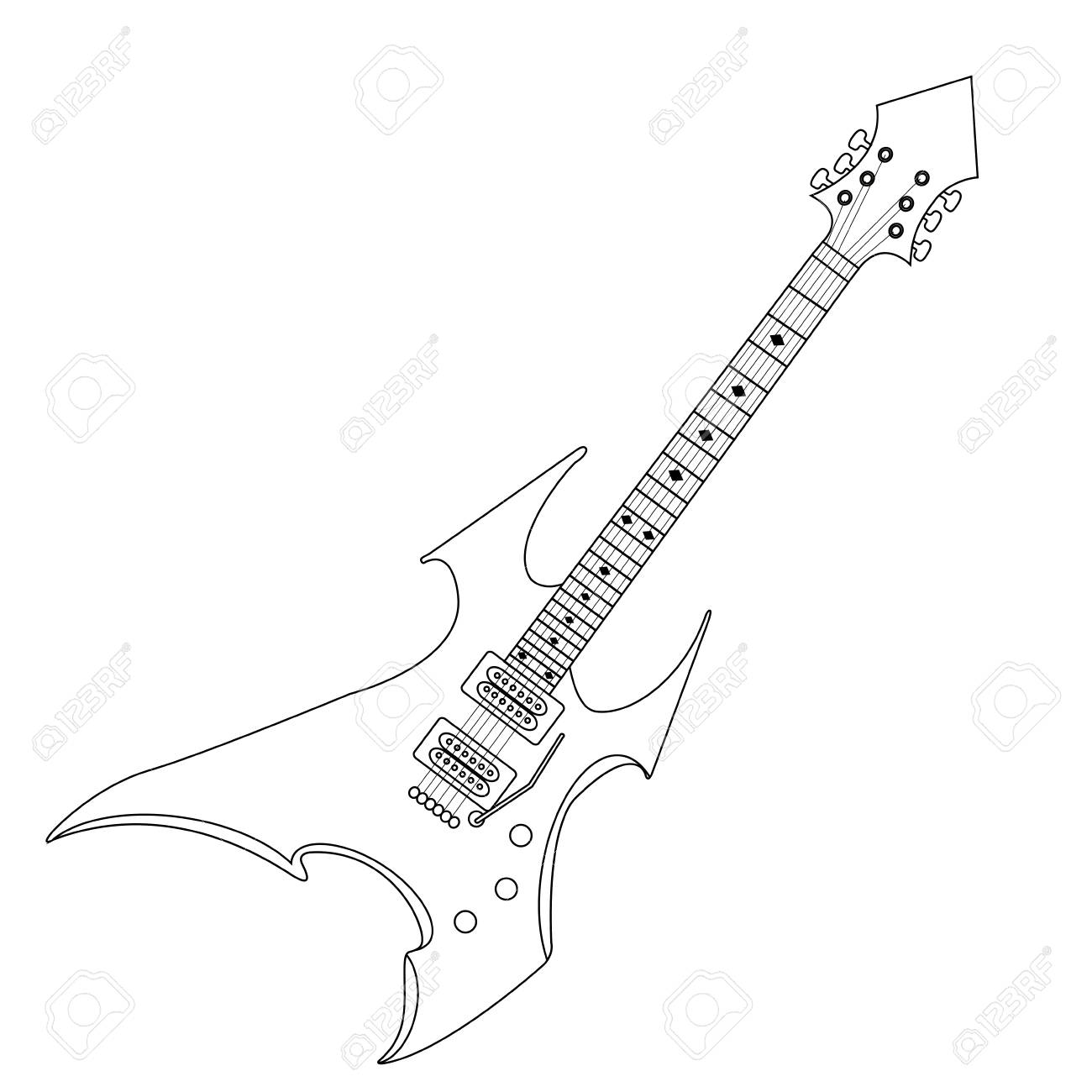 1300x1300 Isolated Outline Of A Electric Guitar, Vector Illustration Royalty