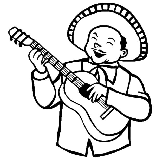 600x635 Mariachi Free Coloring Pages Of Musical Instruments Free Printable