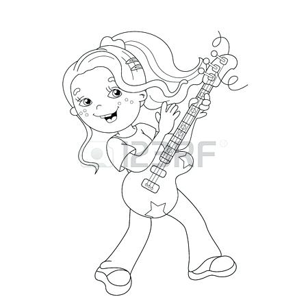 450x450 Best Guitar Coloring Pages Pictures Coloring Page Outline
