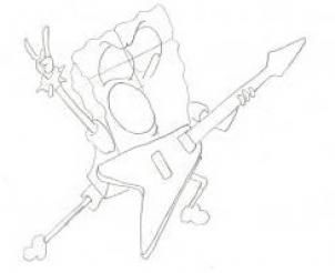 302x246 How To Draw How To Draw Spongebob Rocker