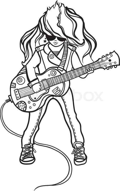 503x800 Girl The Musician With A Guitar. Stock Vector Colourbox