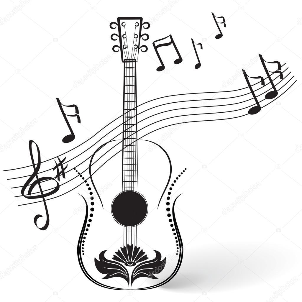 1024x1024 Guitar Line Drawing