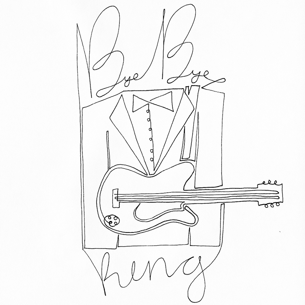1024x1024 A Single Line Drawing Of Bb King Clothing And Guitar Left