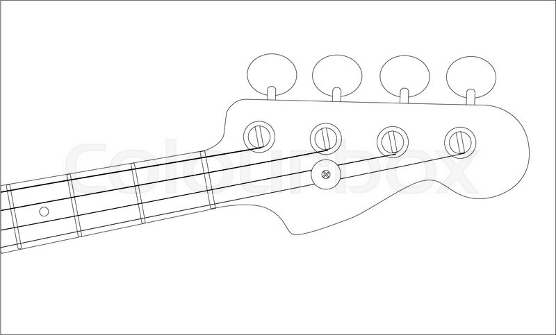 800x483 A Generic Bass Guitar Headstock Isolated Over A White Background