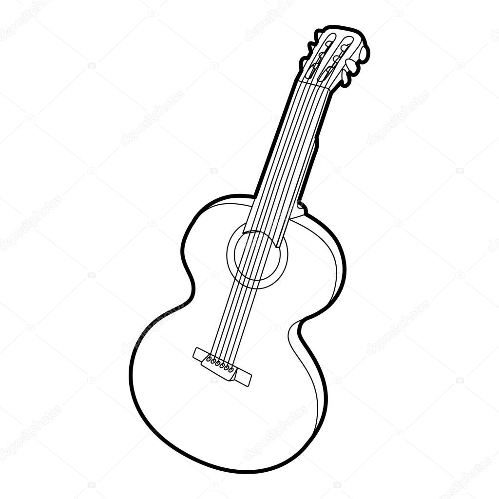 1024x1024 Guitar Icon, Outline Isometric Style Stock Vector Ylivdesign