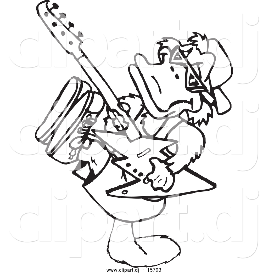1024x1044 Vector Clipart Of A Cartoon Australian Platypus Playing Electric