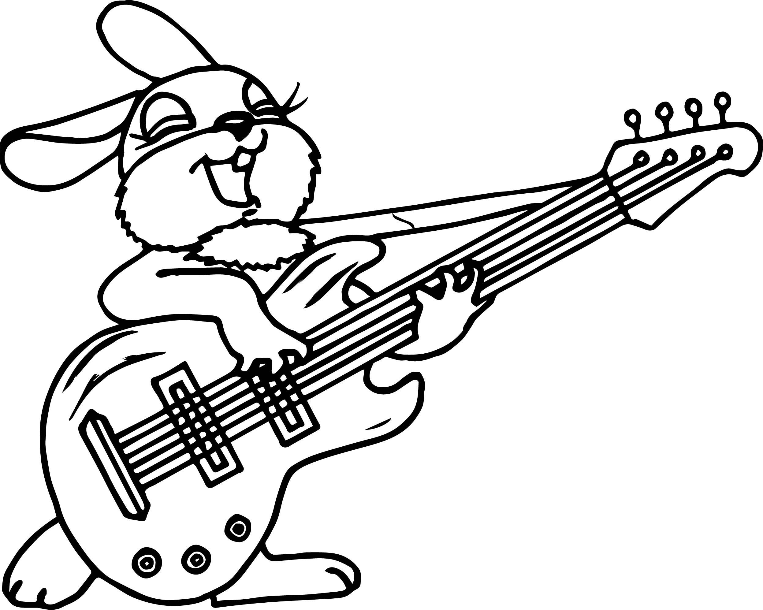 2494x1994 Girl Bunny Anima Playing The Guitar Coloring Page Wecoloringpage