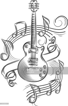 236x368 Hand Drawn Of Had Playing Guitar On Crumpled Paper Background By