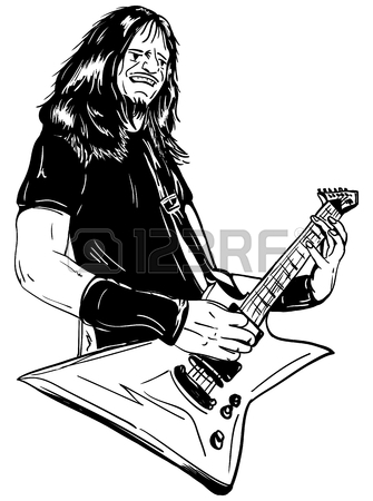 335x450 Hand Draw, Guitar Player Isolated On Background Royalty Free