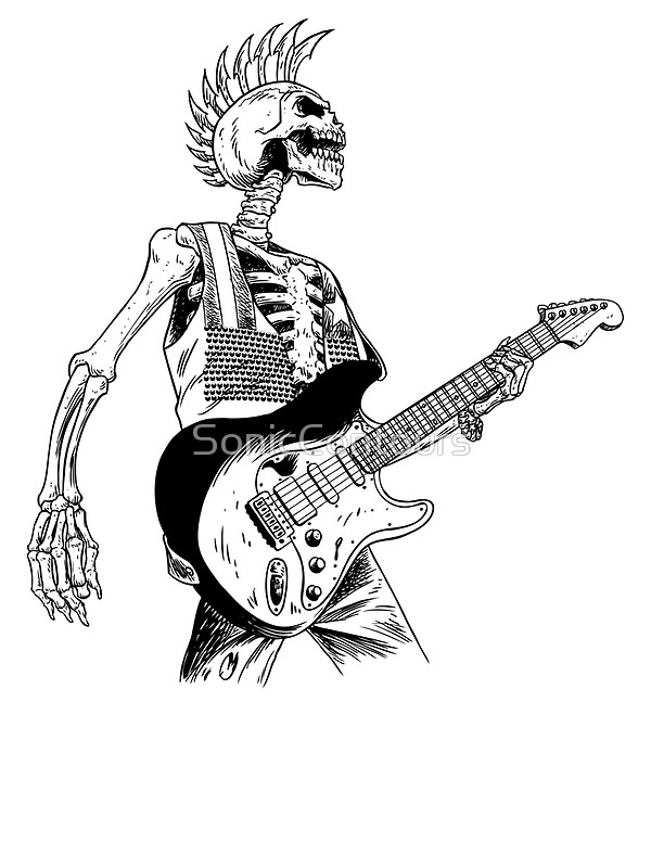 600x800 Skeleton Bones Dead Electric Guitar Player 2 Art Prints By