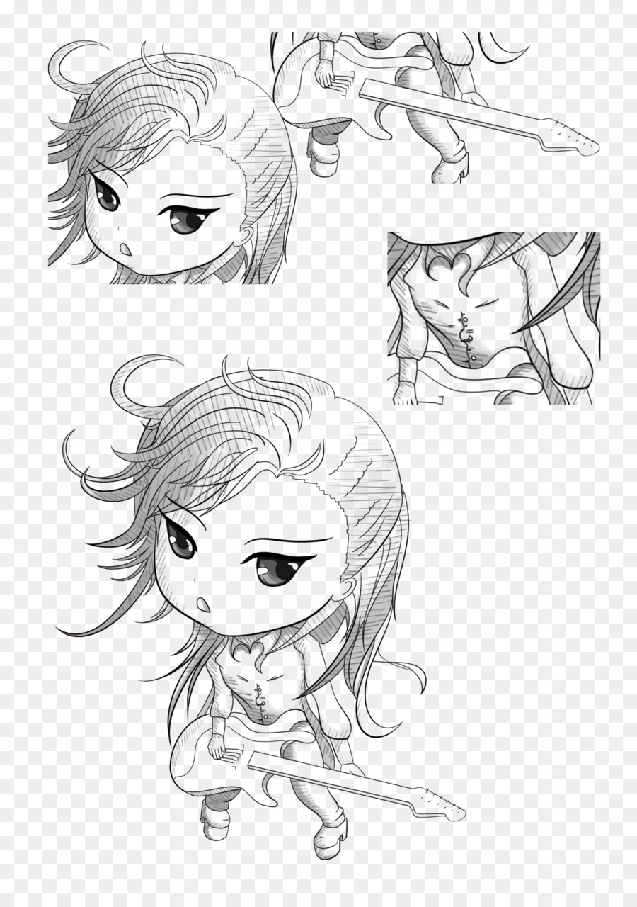 900x1280 The Guitar Player Q Version Cartoon Drawing