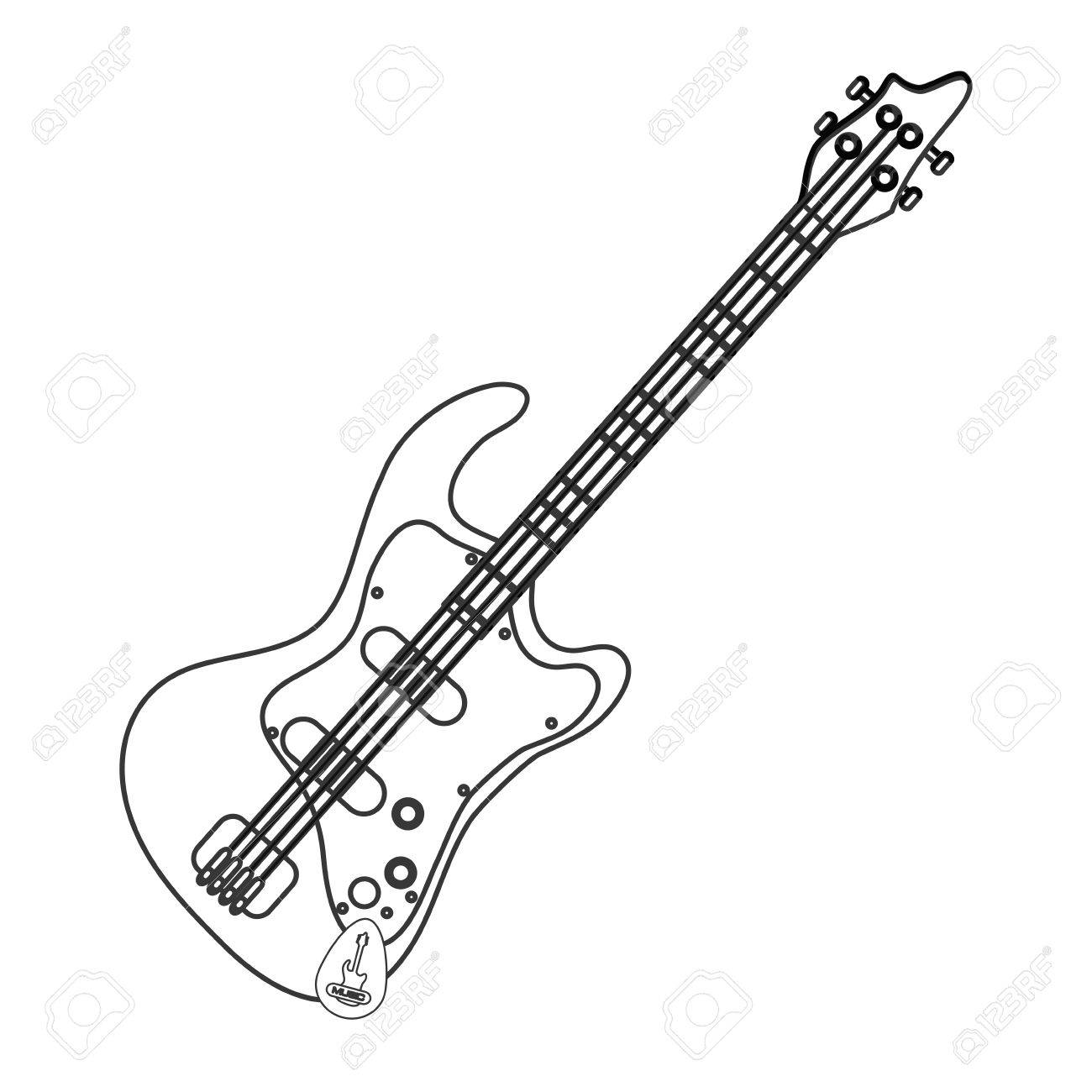 1300x1300 Flat Design Electric Guitar Icon Vector Illustration Royalty Free