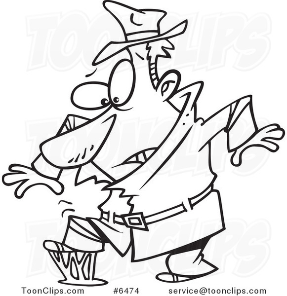 581x600 Cartoon Black And White Line Drawing Of A Detective Stepping