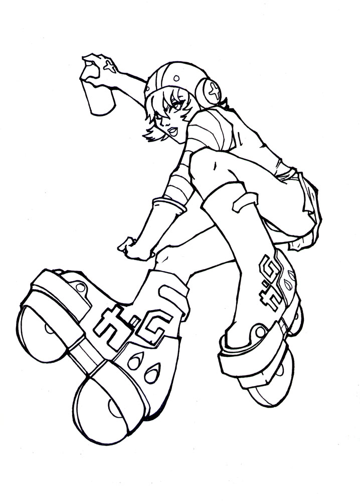 718x1000 Gum Of Jet Set Radio Line Art By Alayna