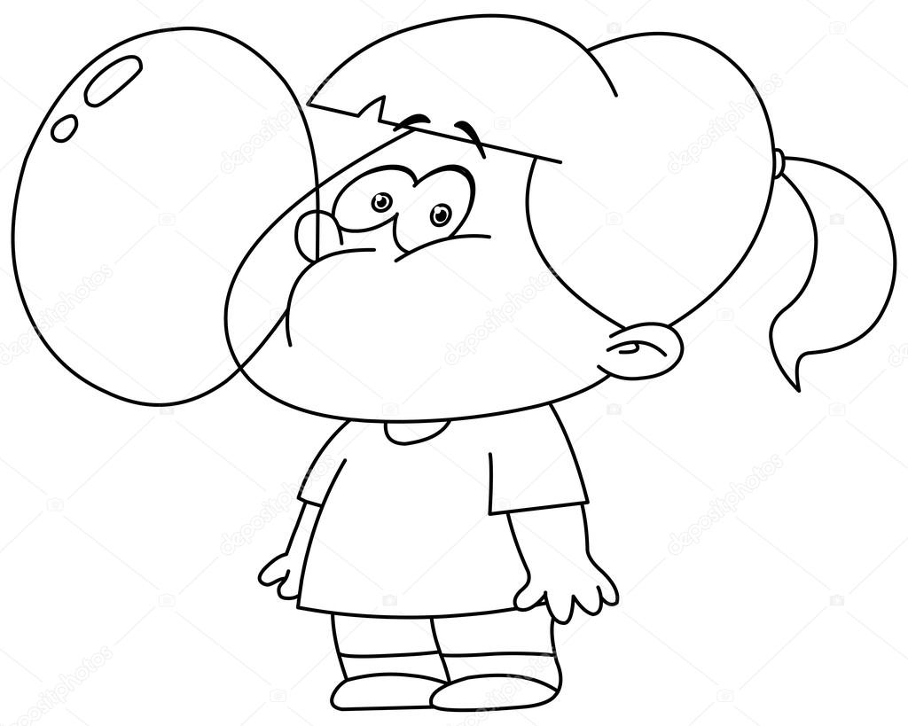 1024x819 Outlined Girl Blowing Bubble From Gum Stock Vector Yayayoyo