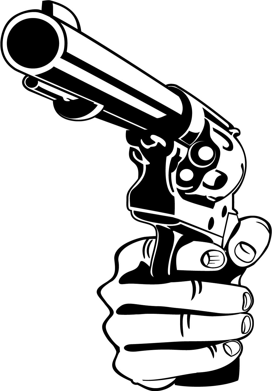 1045x1500 Gun In Hand Tattoo Design