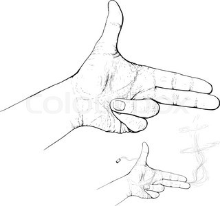 320x300 Hand Making Shape Of Pointed Gun. Person Holding Two Fingers Like