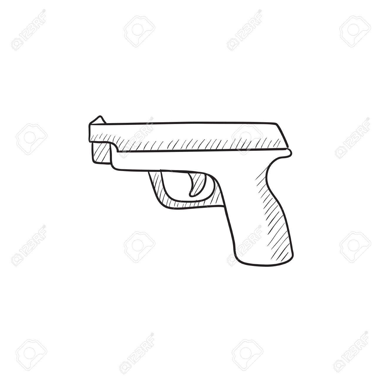 1300x1300 Handgun Vector Sketch Icon Isolated On Background. Hand Drawn