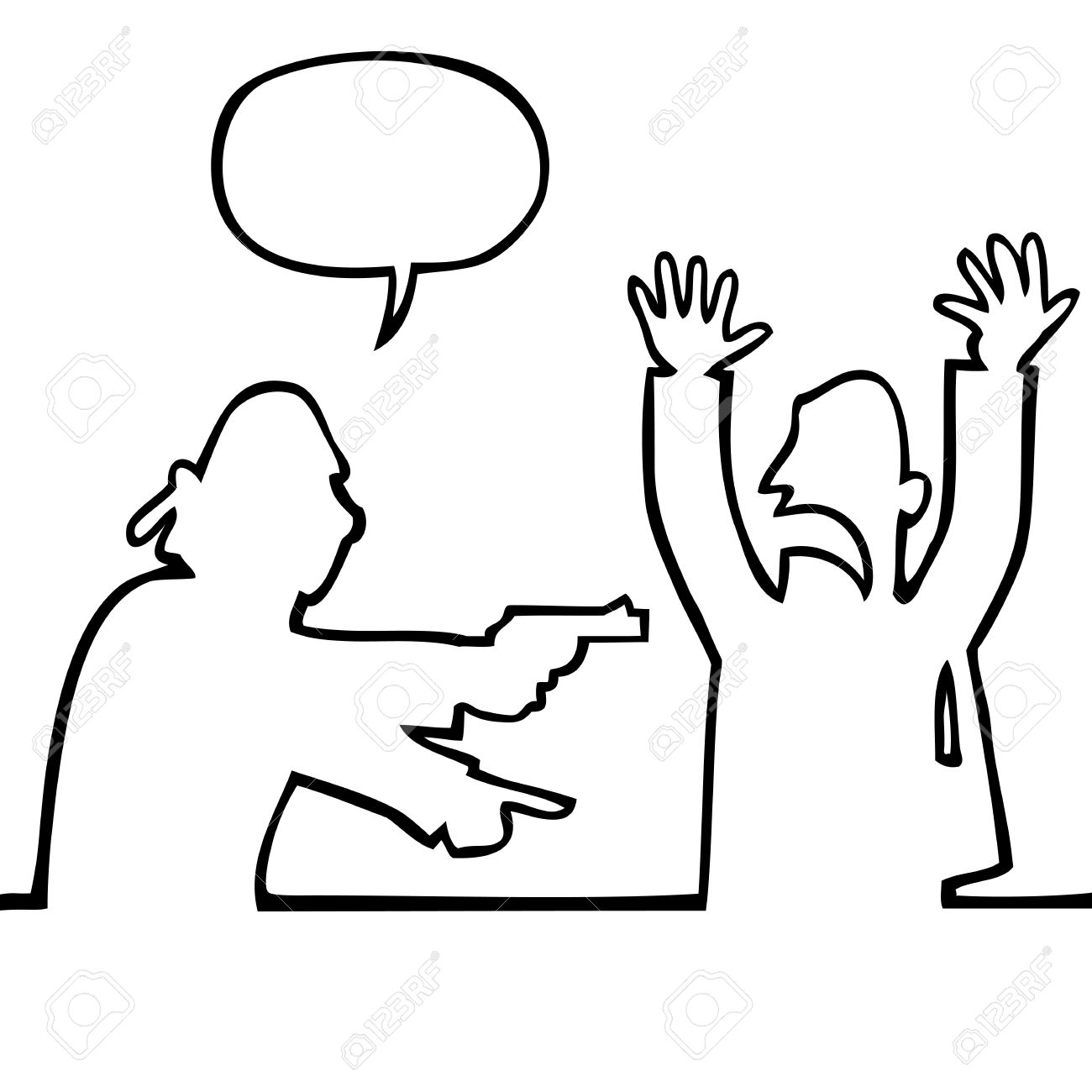 1300x1300 Black And White Drawing Of A Thief Holding A Gun Demanding