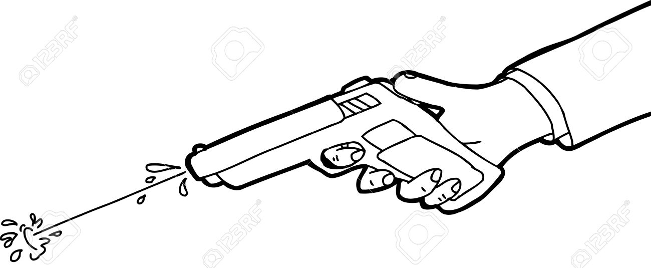 1300x535 Cartoon Outline Of Hand Shooting Squirt Gun Royalty Free Cliparts