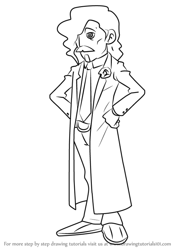 567x800 Step By Step How To Draw Dr. Alain Stahngun From Professor Layton