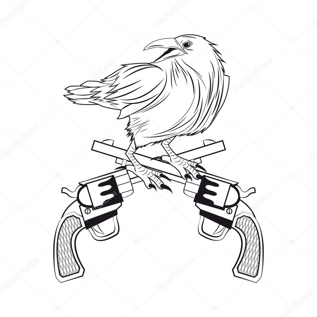 1024x1024 Eagle Gun Tattoo Animal Design Stock Vector Jemastock