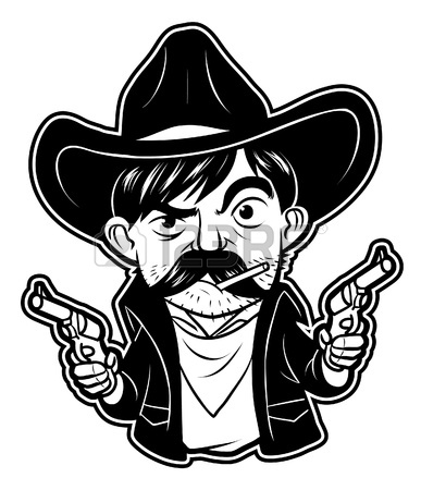 387x450 Cute Cartoon Cowboy With A Gun Belt Isolated On White Royalty Free