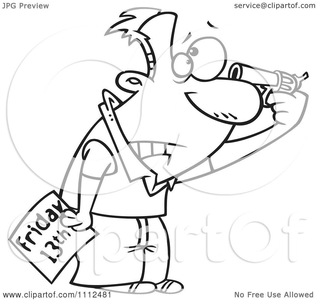 1080x1024 Clipart Outlined Superstitious Man Holding A Gun To His Head
